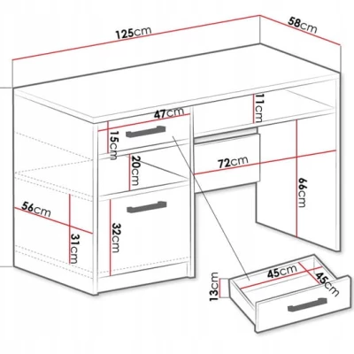 Psací stůl AGNESA - grafitový
