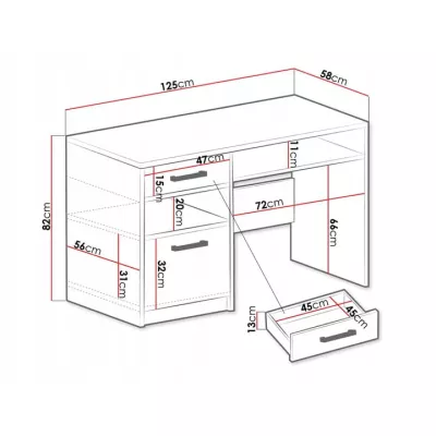 Psací stůl AGNESA - grafitový