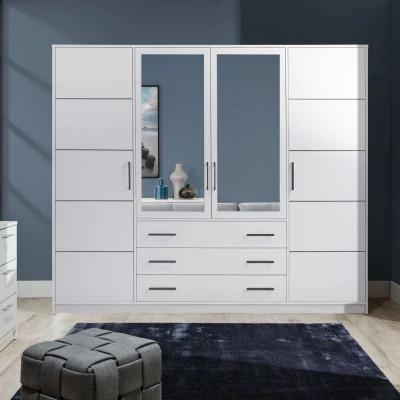 Čtyřdveřová skříň 240 AGNESA se zrcadly AGNESA - bílá