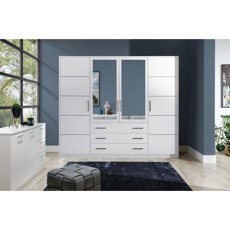 Čtyřdveřová skříň 240 AGNESA se zrcadly AGNESA - bílá