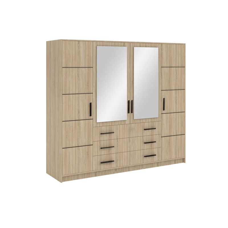 Čtyřdveřová skříň 240 AGNESA se zrcadly - dub sonoma