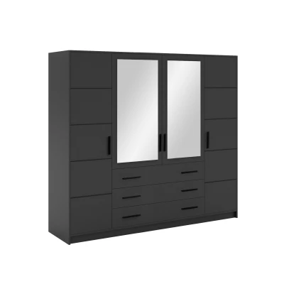 Čtyřdveřová skříň 240 AGNESA se zrcadly - grafitová