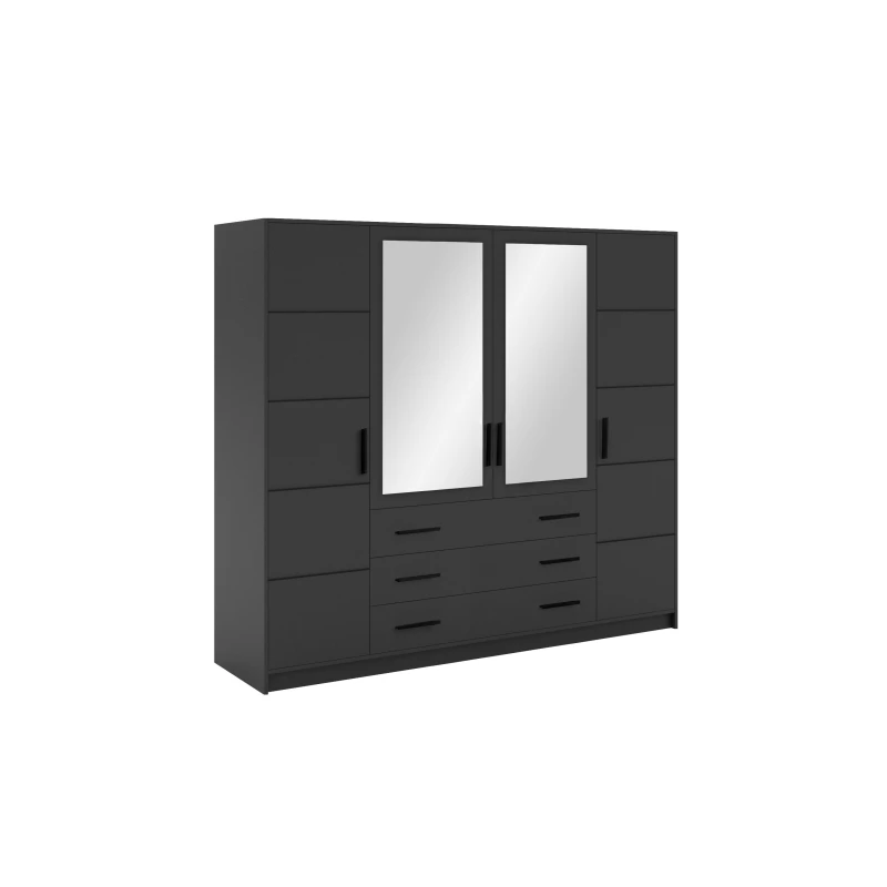 Čtyřdveřová skříň 240 AGNESA se zrcadly - grafitová
