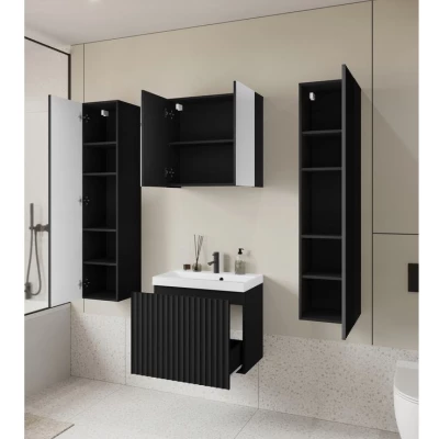 Koupelnový set se zrcadlem IZORIA XL 2 - černý grafit + umyvadlo ZDARMA