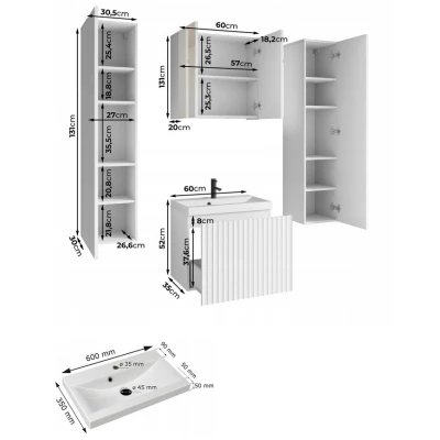 Koupelnový set se zrcadlem IZORIA XL 1 - dub wotan / bílá + umyvadlo ZDARMA