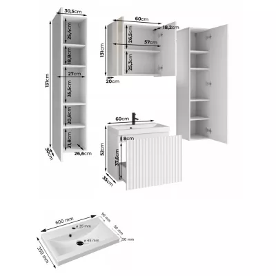 Koupelnový set se zrcadlem IZORIA XL 1 - dub wotan / bílá + umyvadlo ZDARMA