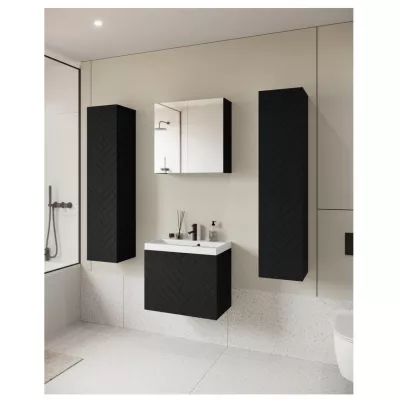 Koupelnový set se zrcadlem IZORIA XL 1 - černý grafit + umyvadlo ZDARMA