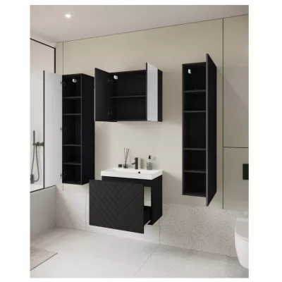 Koupelnový set se zrcadlem IZORIA XL 1 - černý grafit + umyvadlo ZDARMA