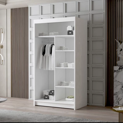 Dvoudveřová šatní skříň NICA - šířka 100 cm, bílá / černá