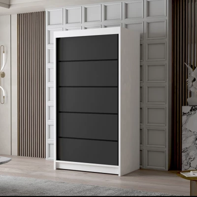 Dvoudveřová šatní skříň NICA - šířka 100 cm, bílá / černá