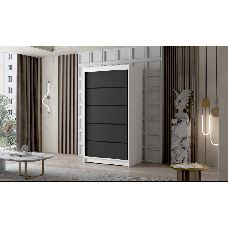 Dvoudveřová šatní skříň NICA - šířka 100 cm, bílá / černá