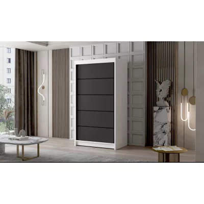 Dvoudveřová šatní skříň NICA - šířka 100 cm, bílá / černá