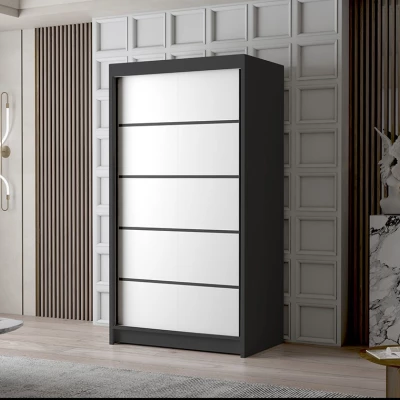 Dvoudveřová šatní skříň NICA - šířka 100 cm, černá / bílá