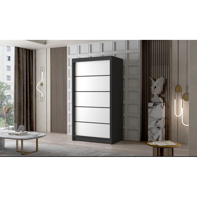 Dvoudveřová šatní skříň NICA - šířka 100 cm, černá / bílá