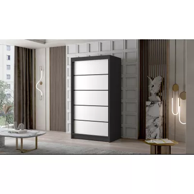 Dvoudveřová šatní skříň NICA - šířka 100 cm, černá / bílá