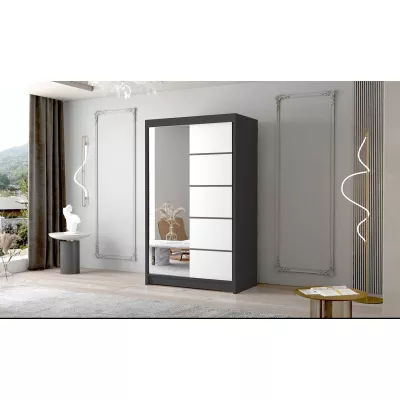 Dvoudveřová skříň se zrcadlem NICA - šířka 120 cm, černá / bílá