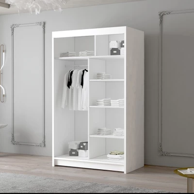 Dvoudveřová skříň se zrcadlem NICA - šířka 120 cm, černá / bílá