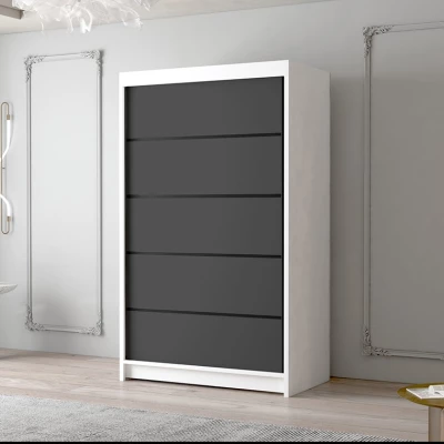 Dvoudveřová šatní skříň NICA - šířka 120 cm, bílá / černá