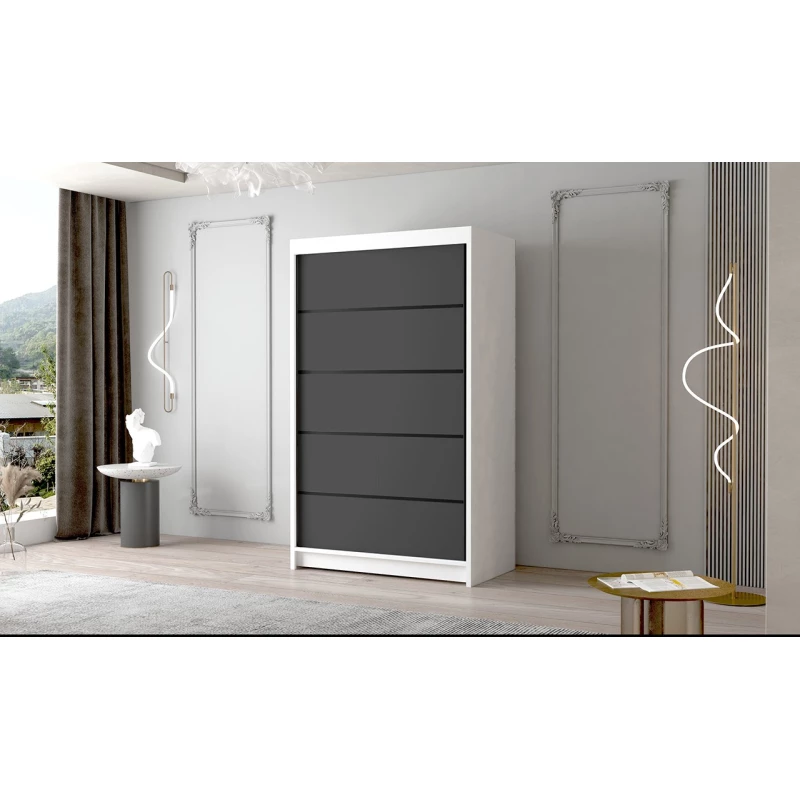 Dvoudveřová šatní skříň NICA - šířka 120 cm, bílá / černá