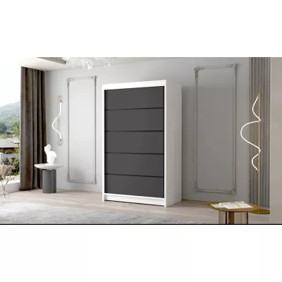 Dvoudveřová šatní skříň NICA - šířka 120 cm, bílá / černá