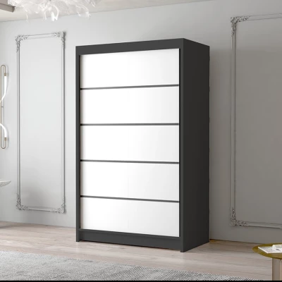 Dvoudveřová šatní skříň NICA - šířka 120 cm, černá / bílá