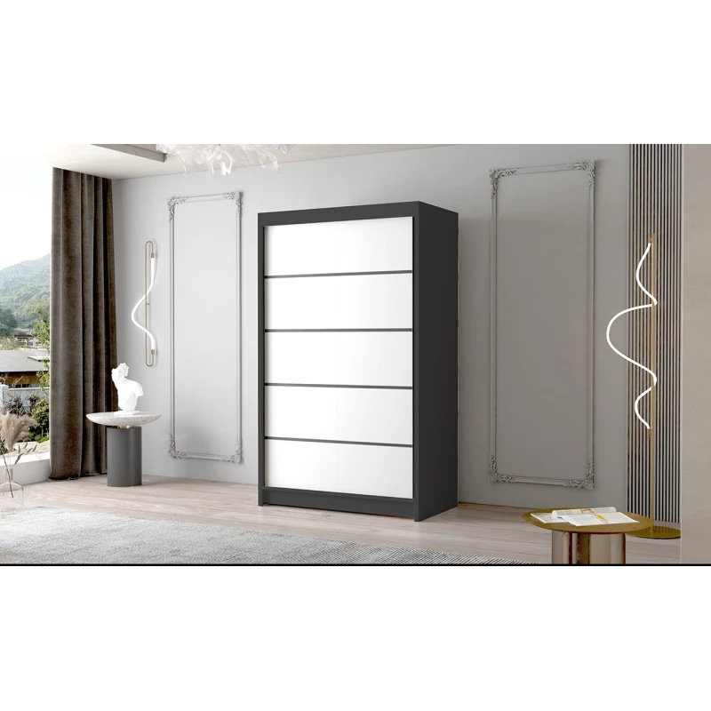 Dvoudveřová šatní skříň NICA - šířka 120 cm, černá / bílá