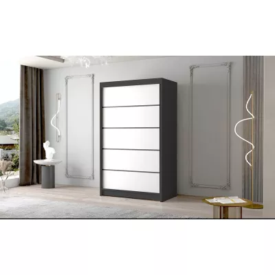 Dvoudveřová šatní skříň NICA - šířka 120 cm, černá / bílá