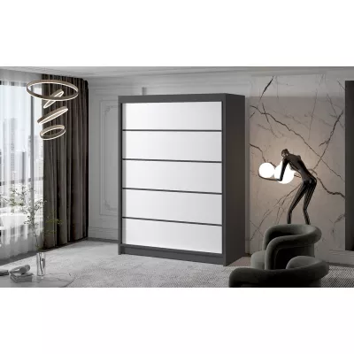 Dvoudveřová šatní skříň NICA - šířka 150 cm, černá / bílá