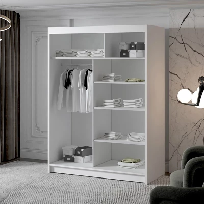 Dvoudveřová šatní skříň NICA - šířka 150 cm, černá / bílá