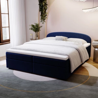 Čalouněná postel 180x200 KIRSTEN 2 s úložným prostorem - tmavě modrá
