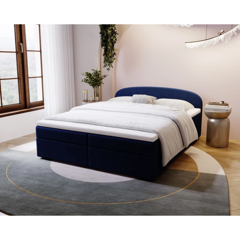 Čalouněná postel 180x200 KIRSTEN 2 s úložným prostorem - tmavě modrá