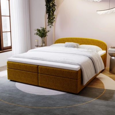 Čalouněná postel 180x200 KIRSTEN 2 s úložným prostorem - hořčicová