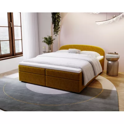 Čalouněná postel 140x200 KIRSTEN 2 s úložným prostorem - hořčicová