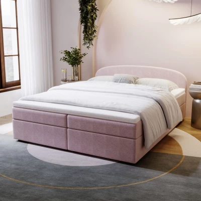 Čalouněná postel 140x200 KIRSTEN 2 s úložným prostorem - růžová