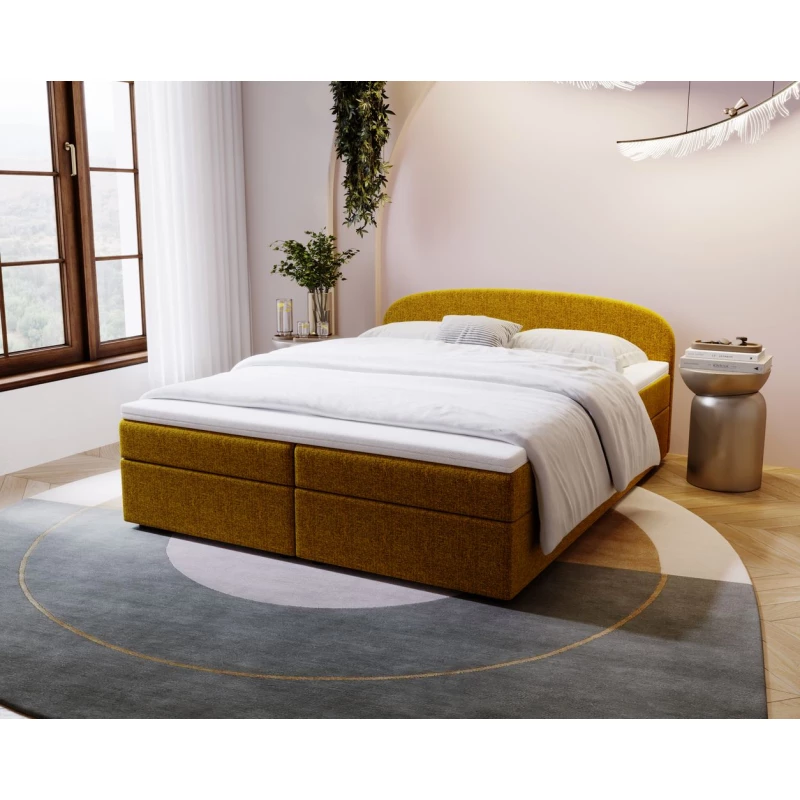 Čalouněná postel 160x200 KIRSTEN 1 s úložným prostorem - hořčicová