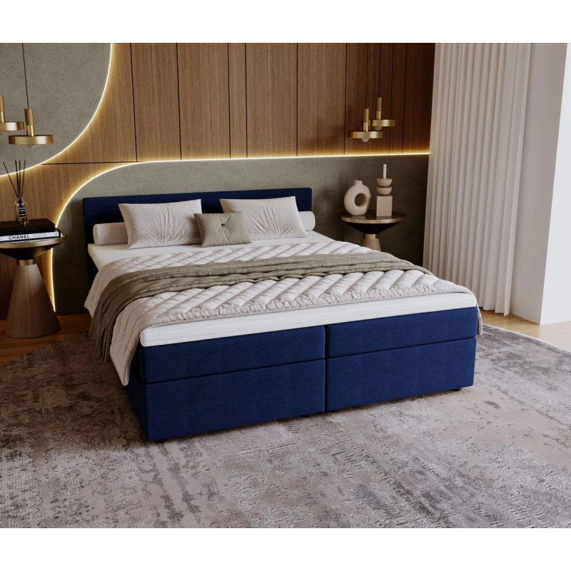 Čalouněná postel 180x200 SUVI 2 s úložným prostorem - tmavě modrá