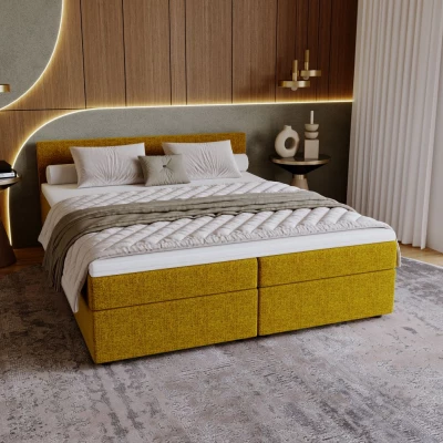 Čalouněná postel 160x200 SUVI 2 s úložným prostorem - hořčicová