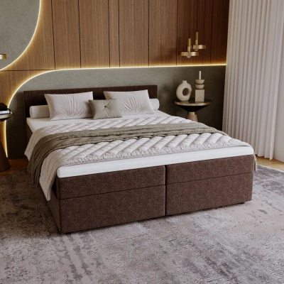 Čalouněná postel 160x200 SUVI 2 s úložným prostorem - světle hnědá