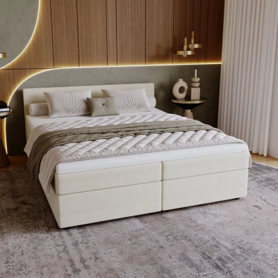 Čalouněná postel 160x200 SUVI 2 s úložným prostorem - krémová