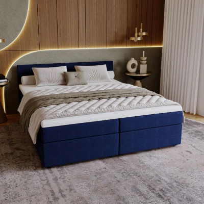 Čalouněná postel 140x200 SUVI 2 s úložným prostorem - tmavě modrá