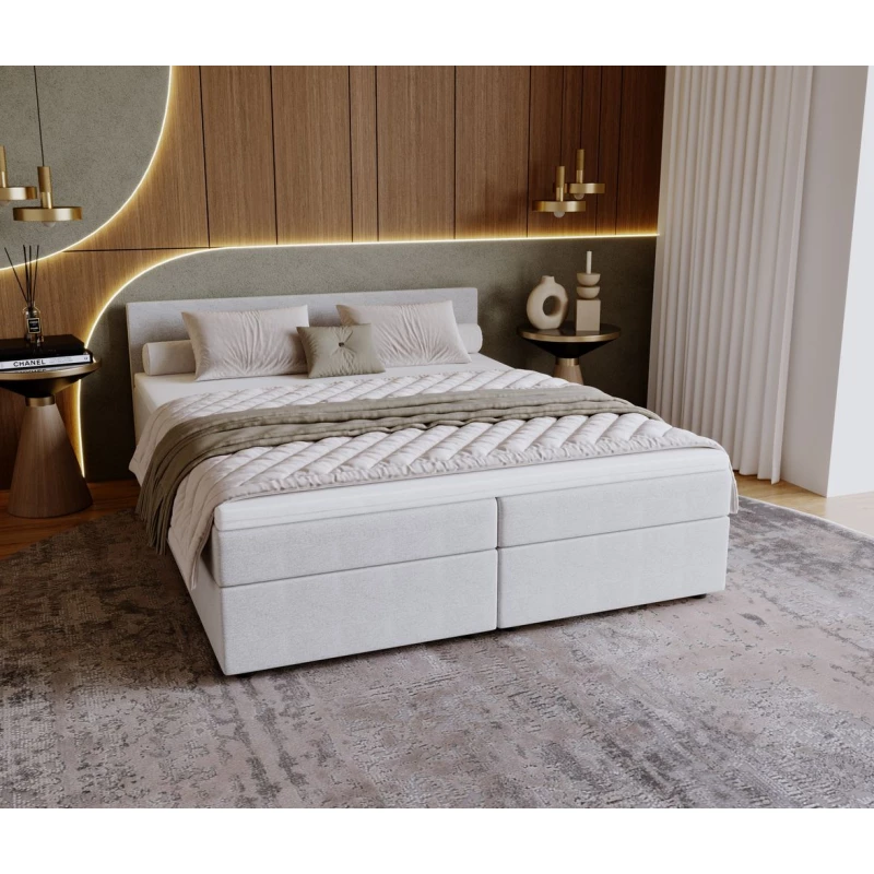 Čalouněná postel 140x200 SUVI 2 s úložným prostorem - světle šedá
