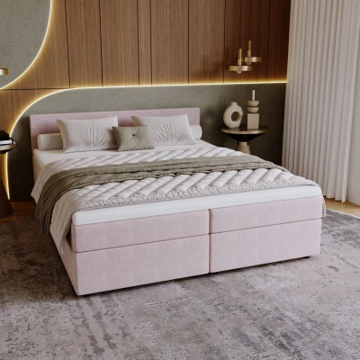 Čalouněná postel 140x200 SUVI 2 s úložným prostorem - růžová