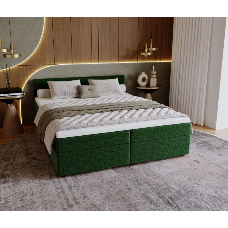 Čalouněná postel 140x200 SUVI 2 s úložným prostorem - zelená