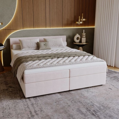 Čalouněná postel 140x200 SUVI 2 s úložným prostorem - béžová