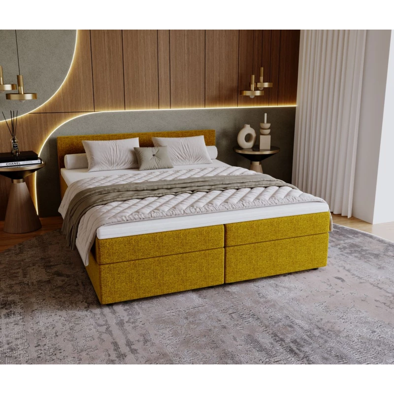 Čalouněná postel 180x200 SUVI 1 s úložným prostorem - hořčicová