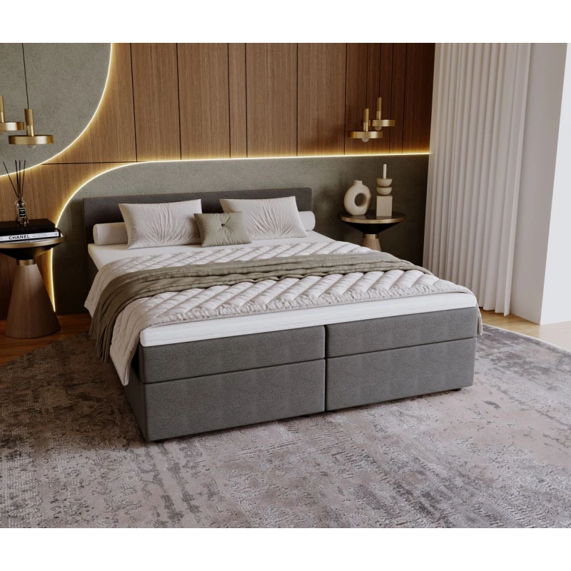Čalouněná postel 140x200 SUVI 1 s úložným prostorem - šedá