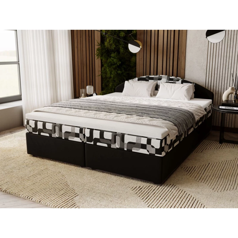 Manželská postel 180x200 LIZANA 3 s úložným prostorem - černá / vzor 3