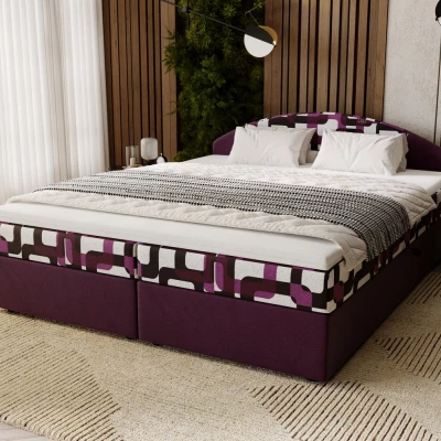 Manželská postel 160x200 LIZANA 3 s úložným prostorem - fialová / vzor 2