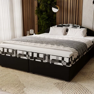 Manželská postel 160x200 LIZANA 3 s úložným prostorem - černá / vzor 3