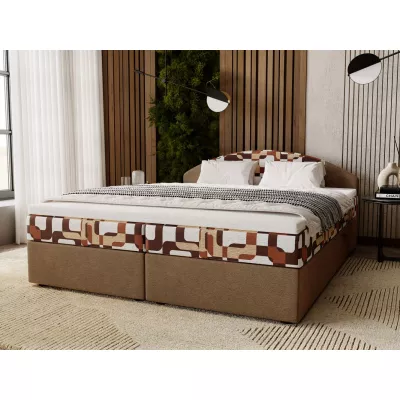 Manželská postel 140x200 LIZANA 3 s úložným prostorem - béžová / vzor 1